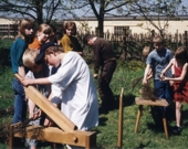 Die Kinder beim Flachsen